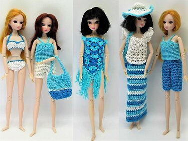 Häkelanleitung Urlaubsgarderobe für  Ankleidepuppen (10 Teile)