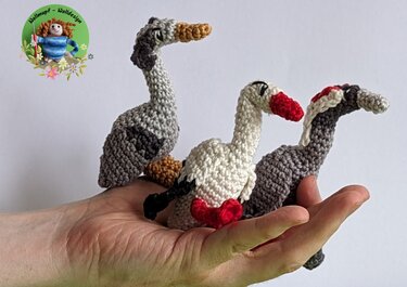 Stork Grey Heron Crane - 3in1 pattern - Crochet
