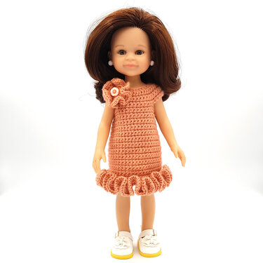 Crochet Pattern dress for Paola Reina (13”/33 cm) and similar Dolls (ruffles).