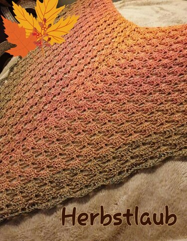 Häkelvorlage für ein wunderschönes Dreiecktuch mit Herbstlaub-Muster - Häkeln