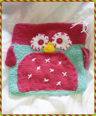 Strickanleitung Eulentasche Türkis Erdbeer - Bild 2