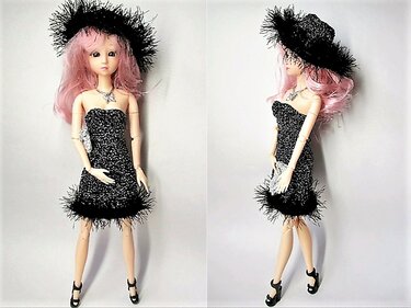 Häkelanleitung festliches Kleid mit Hut und Clutch für Ankleidepuppen