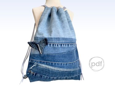 drawstring bag pattern, 3 diff. sizes, lined drawstring backpack - Sewing