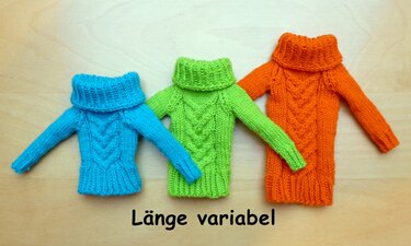 Strickanleitung Rollkragenpulli in 3 Längen für kleine Anziehpuppen