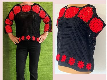 Rotschwarzes Netzshirt -Häkelanleitung