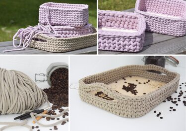 - TILDA - Tablett oder Körbchen mit/ohne Griffen häkeln, Geschenkkorb