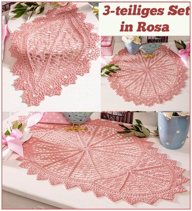Blättertraum in Rosa 3-teilig - Häkeln