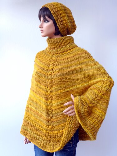 Warmer Poncho - Universalgröße, Strickanleitung für Anfänger - Bild 9