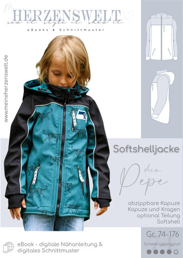 Softshelljacke Kinder – E-Book Schnittmuster Gr. 74-176 – Pepe
