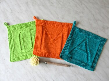 Strickanleitung Spültücher-Waschlappen Alphabet (alle Buchstaben)