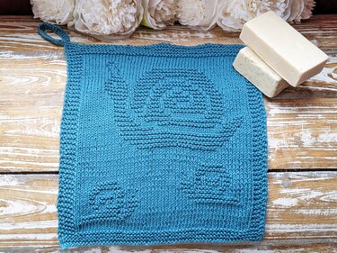 Knitting pattern washcloth / dishcloth "The Snail family" - easy
