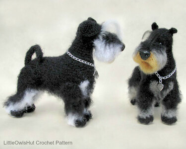 101 Crochet Pattern -  Miniature Schnauzer dog with wire frame - Amigurumi PDF file by Chirkova CP