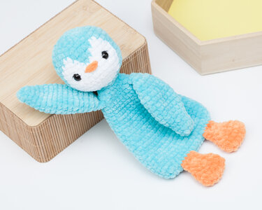 Penguin snuggler crochet pattern, penguin lovey, cuddle toy