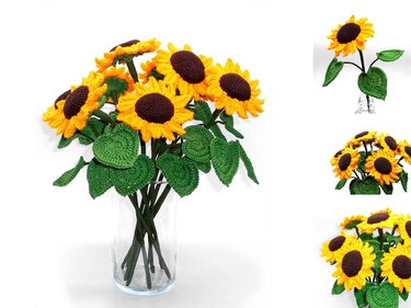 Sunflowers - simple from scraps of yarn - Crochet