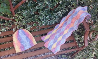 "Winter-Waves" Set - Mütze und Schal im Stricklook mit Wellenmuster - Häkeln