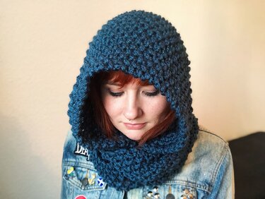 XXL Kapuzenschal im Perlmuster FÜR Anfänger - Stricken