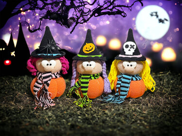 Häkelanleitung: "Lustige Kürbishexen"