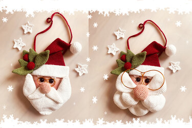 Haustürschild Weihnachtsmann in 2 Varianten Häkelanleitung Amigurumi