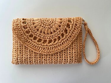 Сrochet clutch bag pattern, straw summer purse beach raffia minimalist bag6 - Crochet