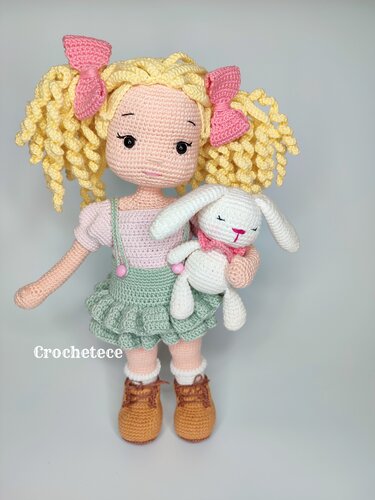 Crochet pattern doll Amigurumi doll Jenny and Bunny PDF English pattern