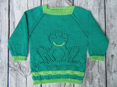 Knitting pattern kids jumper "froggy" top down