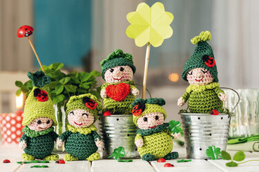 Geh&auml;kelte Gl&uuml;cksklee-Wichtel - Häkeln