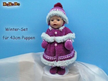 Winter-Set für Puppen-Größe 43cm, Häkelanleitung von DaDaDe
