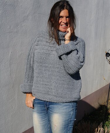 Pulli ROLLIGLÜCK (Gr. S/M, L/XL und leicht anzupassen) - Häkeln