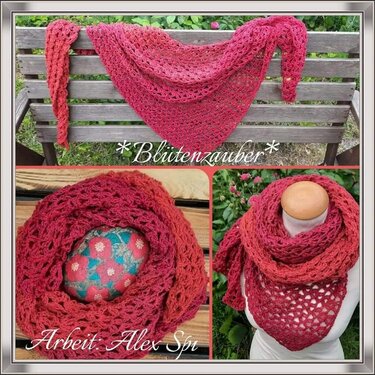 Häkelanleitung: Blütenzauber - Dreieckstuch Stola Tuch häkeln