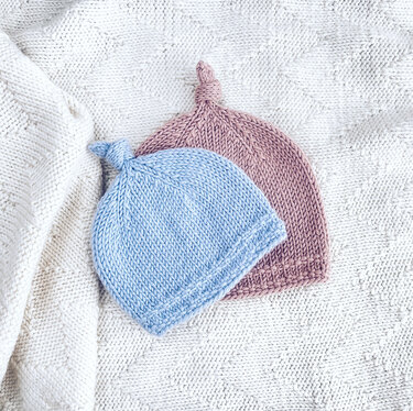 Top Knot Baby Beanie Knitting Pattern x 8 sizes