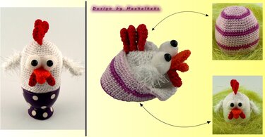 Eierwärmer wechsel Dich -- Dekohuhn, Dekoei und Eierwärmer in Einem -- Häkelanleitung von Haekelkeks