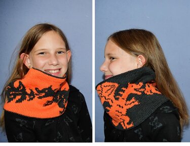 Strickanleitung Loop "Feuerdrache" - in Doubleface