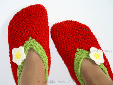 Häkelanleitung für Erdbeer-Socken - Gr. 34-45