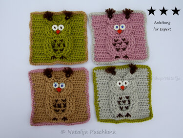 Square Eule - Häkelanleitung für Experte