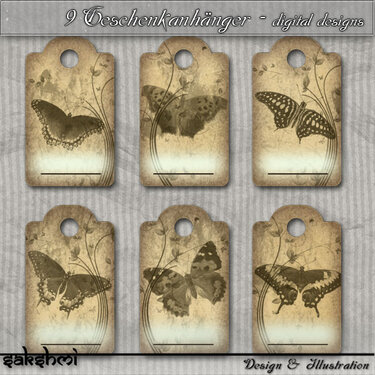 9 vintage gift trailer / tags – Digital Design, Scrapbooking - Crafts