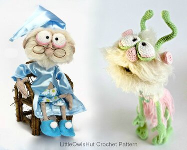 058 Crochet Pattern - Granddad Feodor and Alien Picolumb - Amigurumi PDF file by Astashova CP