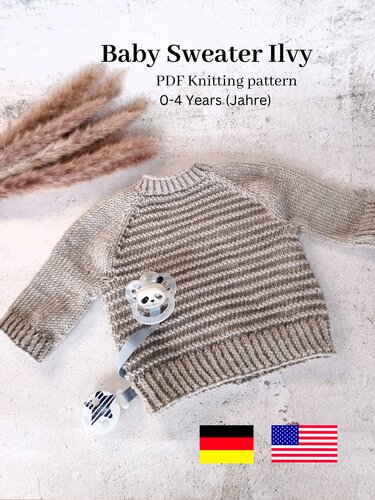 PDF Strickanleitung Baby Sweater Ilvy 0-4 Jahre in deutsch und englisch