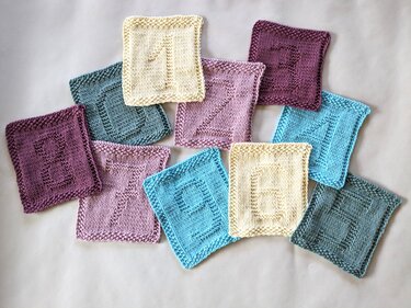 Strickanleitung "Squares" Ziffern 0-9 Ergänzungspaket - für Decken etc.