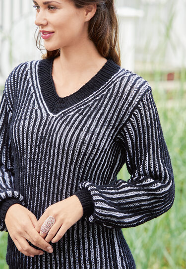 Strickanleitung: Cooler Wendepulli in zweifarbigem Patent - Bild 2