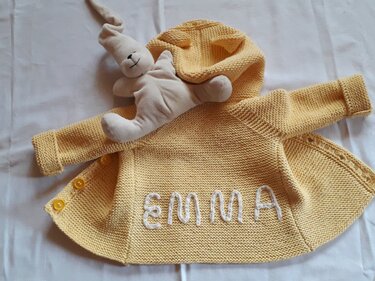 Strickanleitung Babyjacke mit Anleitung zum Wunschnamen,  Größe 74/80, - Bild 8