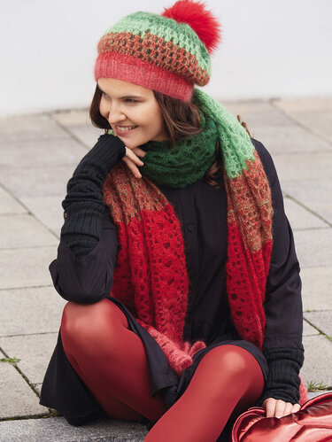 Häkelanleitung: Gehäkelte Mütze und Schal im Ajourmuster