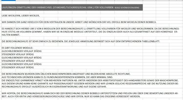 Lauflängen-Ermittlung für Wickler (Vollfarben) 4fädig Standardverlauf - Bild 2