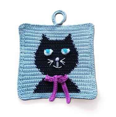 Topflappen mit Katzengesicht