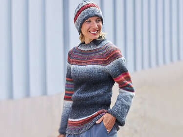 PULLI MIT MÜTZE WONDER-STRIPES, gestrickt - Stricken