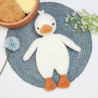 Crochet Duck snuggler pattern, Duck lovey, comforter toy