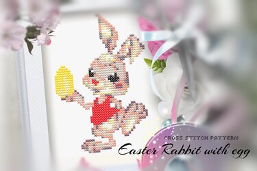 Kreuzstich Ostern. Osterhasen, Schneeglöckchen, Narzissen - Sticken