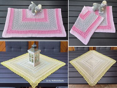 2 in 1 Häkelanleitung Babydecke oder Mitteldecke "Kleopatra"