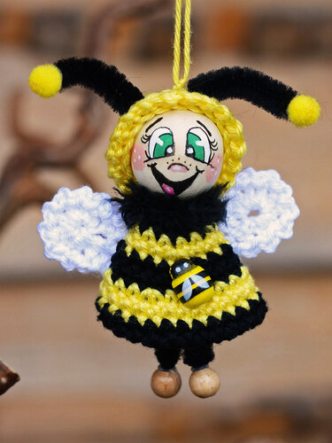 Gute Laune Anhänger Biene für 2 Größen - Häkeln