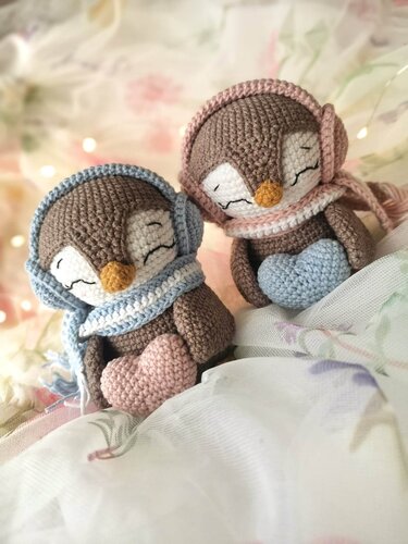 Valentine`s Day penguin lovebirds amigurumi - Crochet