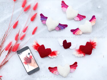 Flying Tenderness, Crochet Pattern for Beginners, Heart, Valentine's day